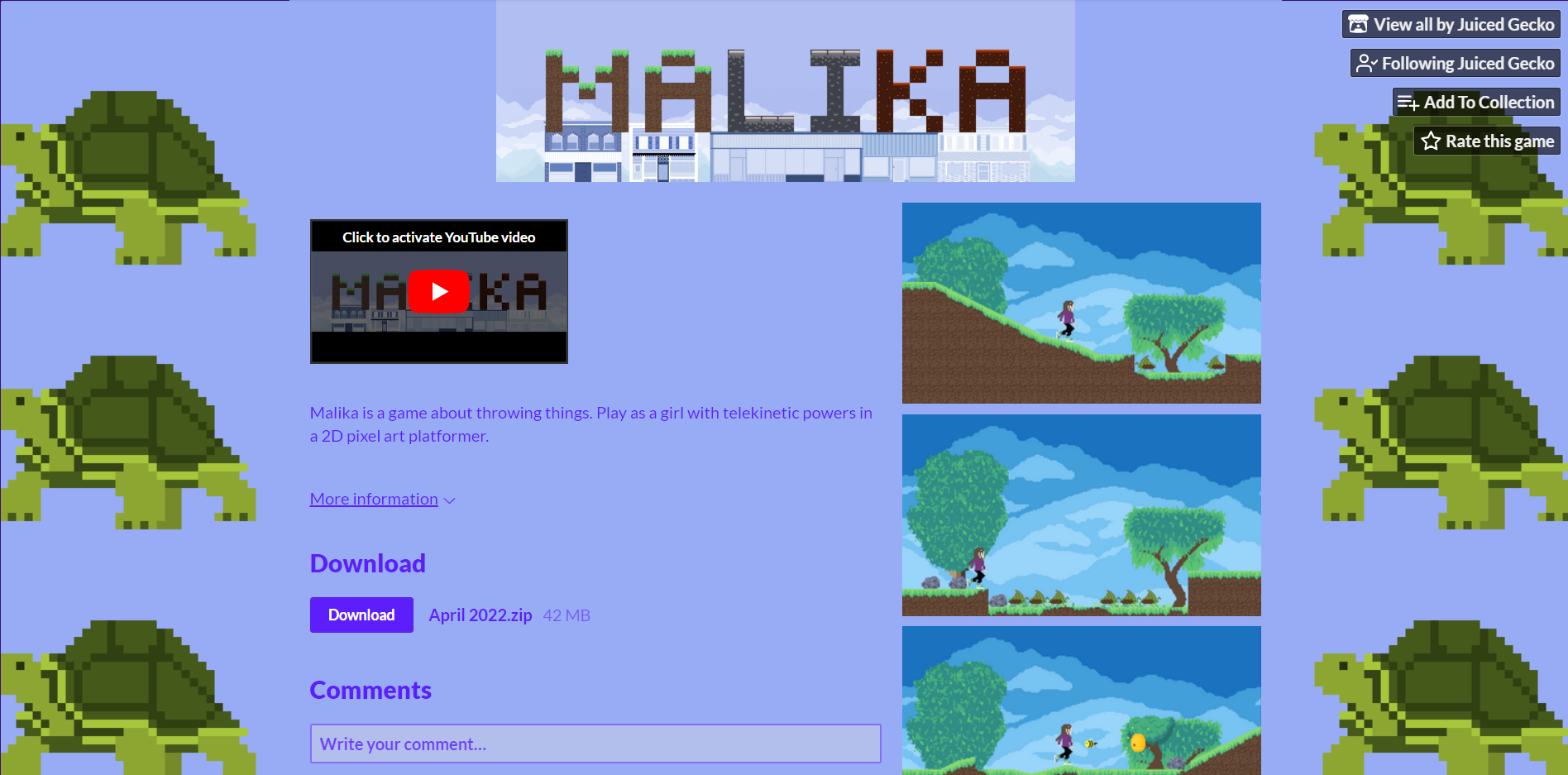 Malika Itch.io page